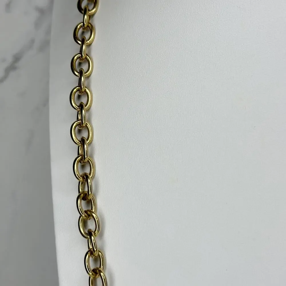 Ann Taylor Toggle Rhinestone Gold Chain Necklace ✨
